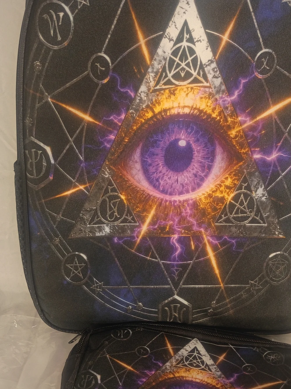 Mystical All-Seeing Eye Graphic Backpack - Purple & Black